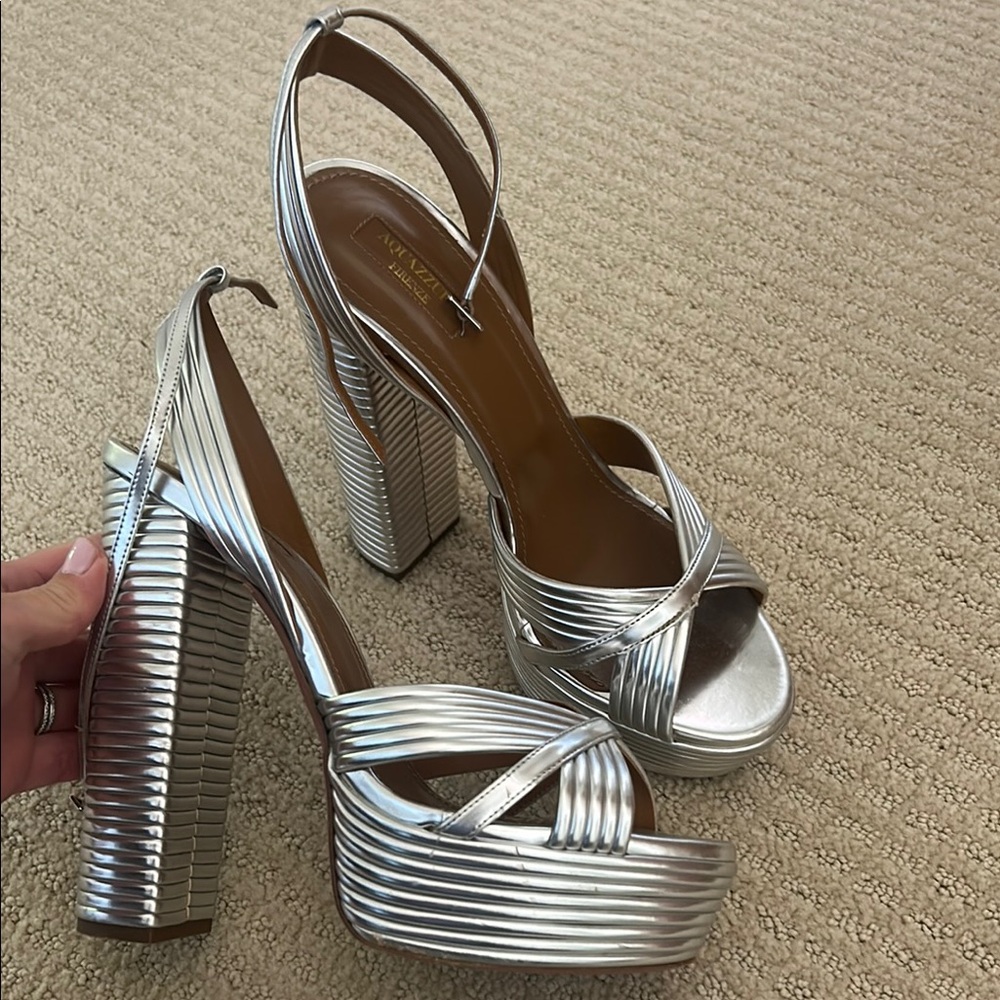 Aquazzura Silver Platform Heels